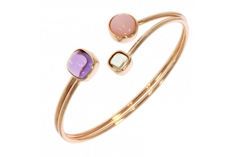 Carry Me Amethyst, Pink Opal and Green Amethyst Bangle