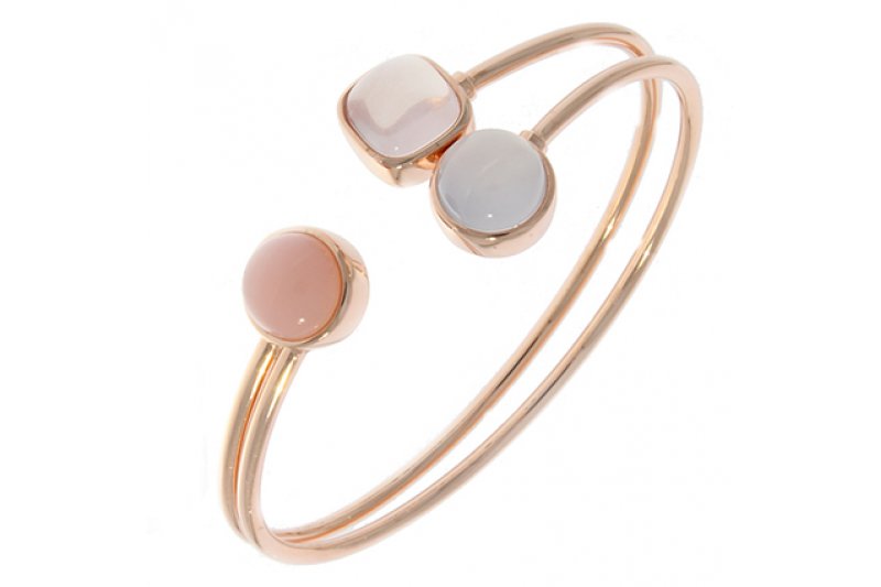 Carry Me 18ct Rose Gold Vermeil Pink Opal, Rose Quartz and Blue Chalcedony Bangle
