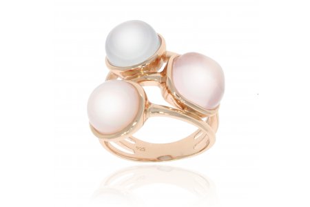 Carry Me Pink Opal, Rose Quartz and Blue Chalcedony Ring