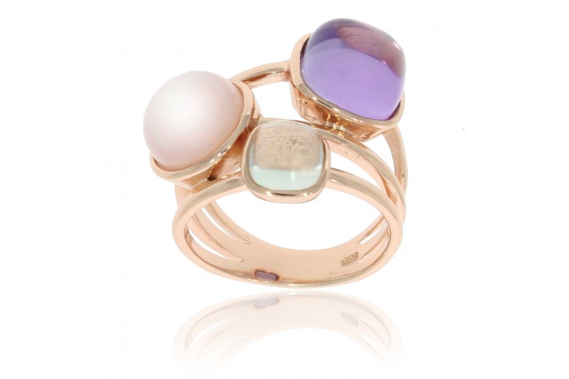 Carry Me Amethyst, Pink Opal and Green Amethyst Ring
