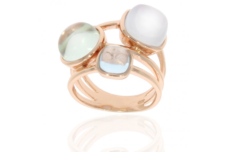 Carry Me Blue Chalcedony, Green Amethyst and Blue Topaz Ring
