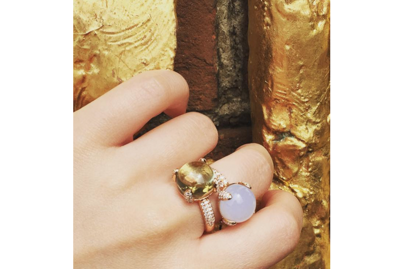 Full Bloom | Blue Chalcedony Ring | 18ct Rose Gold Vermeil