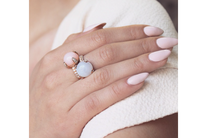Full Bloom | Blue Chalcedony Ring | 18ct Rose Gold Vermeil