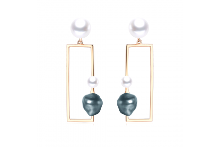 Shades Of Grey | 18K Rose Gold Pearls Earrings 