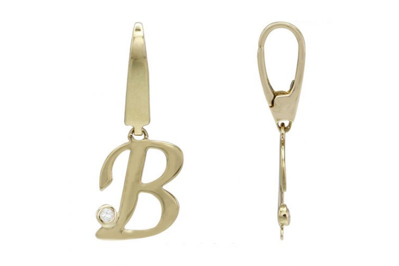 Letter B | 18K Gold Charm With Diamond 