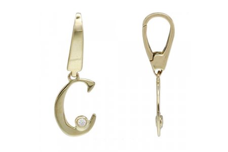 Letter C | 18K Gold Charm With Diamond 