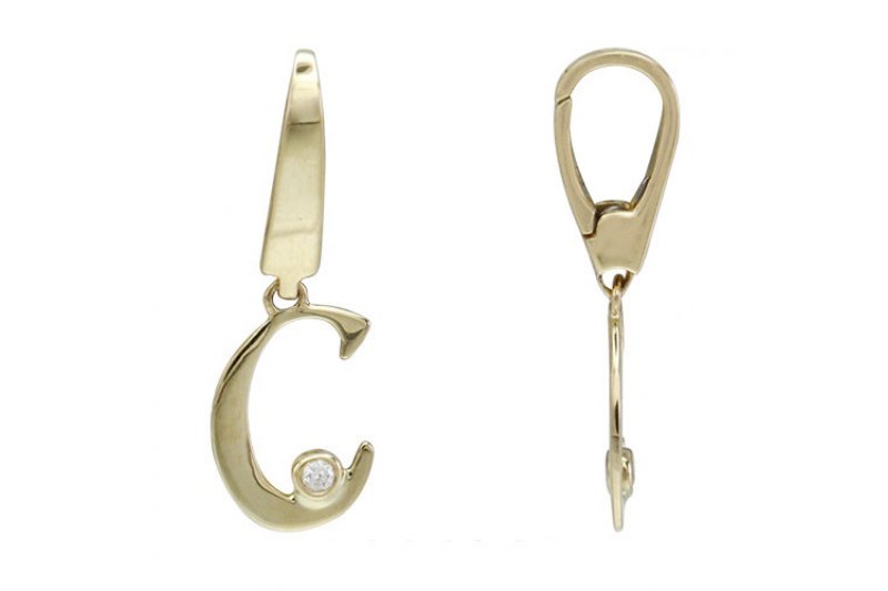 Letter C | 18K Gold Charm With Diamond 
