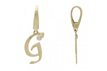 Letter G | 18K Gold Charm With Diamond 