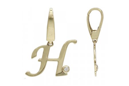 Letter H | 18K Gold Charm With Diamond 