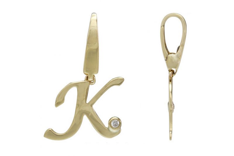 Letter K | 18K Gold Charm With Diamond 