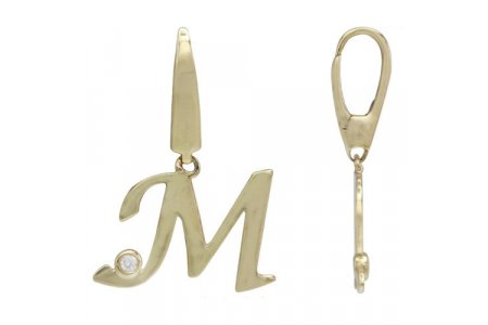Letter M | 18K Gold Charm With Diamond 