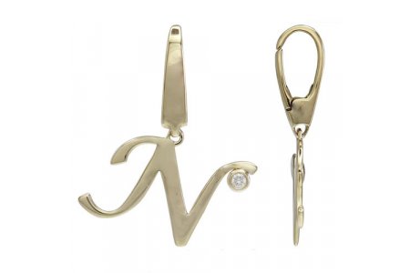 Letter N | 18K Gold Charm With Diamond 