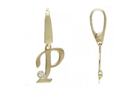 Letter P | 18K Gold Charm With Diamond 