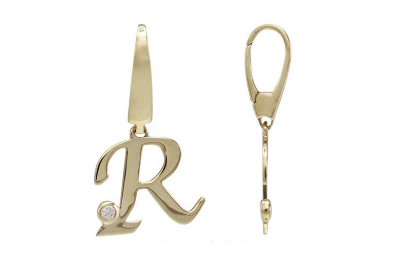 Letter R | 18K Gold Charm With Diamond 