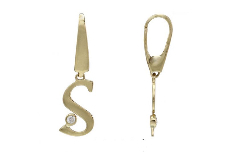 Letter S | 18K Gold Charm With Diamond 