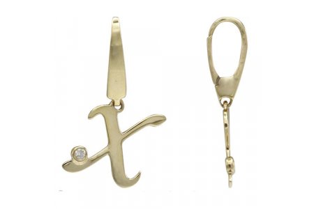 Letter X | 18K Gold Charm With Diamond 