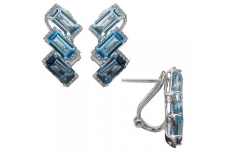 Treasure | 18K White Gold Earrings | Blue Topaz With Diamonds